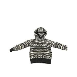 Old Navy XS Kids’ Black & White Nordic Print Hooded Sweater - Stylish & Cozy